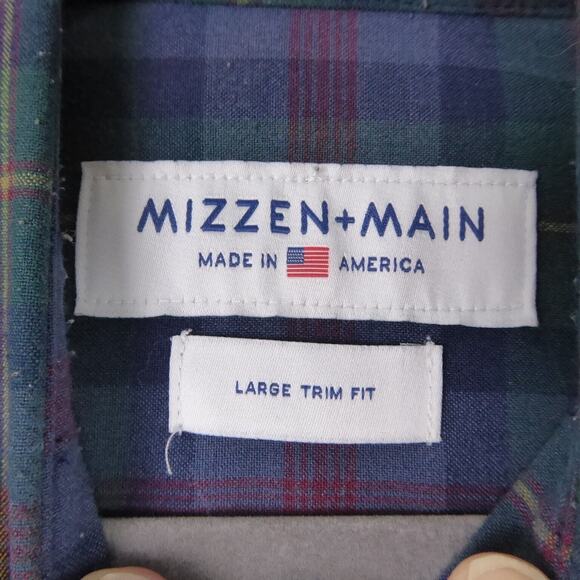 Mizzen and Main Shirt Men SZ L Trim Fit Flannel Button Down Casual MiUSA Classic - Picture 4 of 11